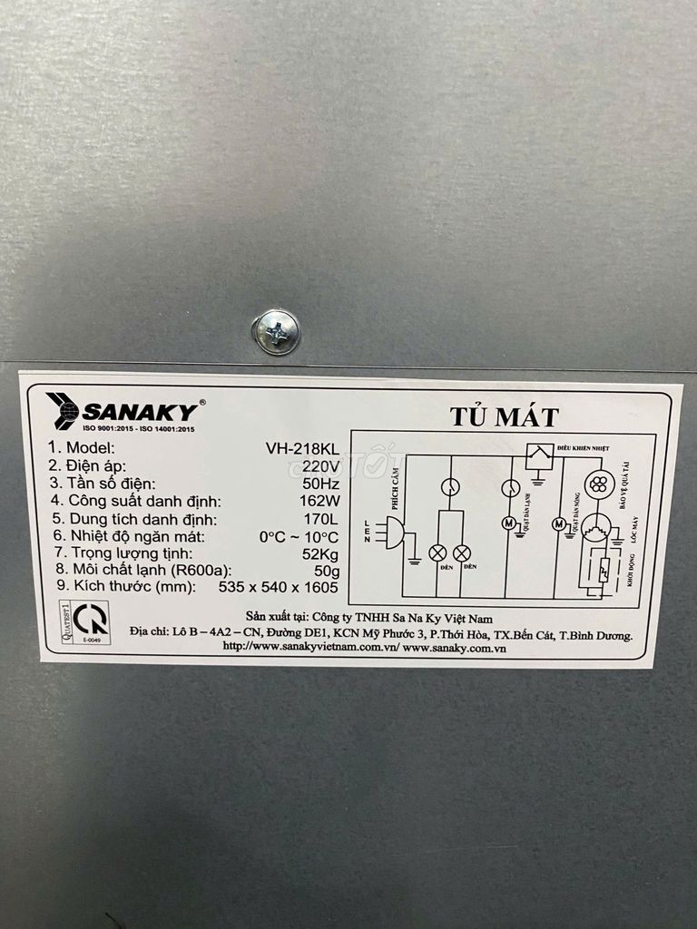 Tủ mát Sanaky 170 lít VH-218KL mới 95% date 2024 - Hình ảnh 6