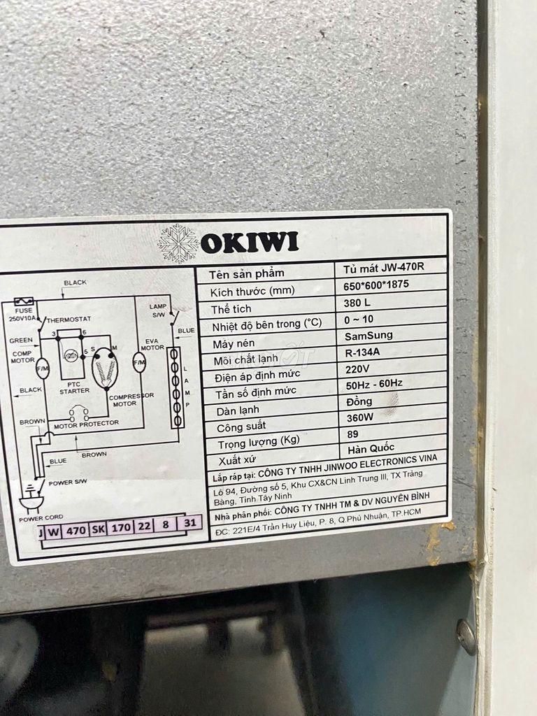 TỦ MÁT INVERTER OKIWI 380L JW-470R mới 90% Bảo hành 12 tháng - Hình ảnh 6