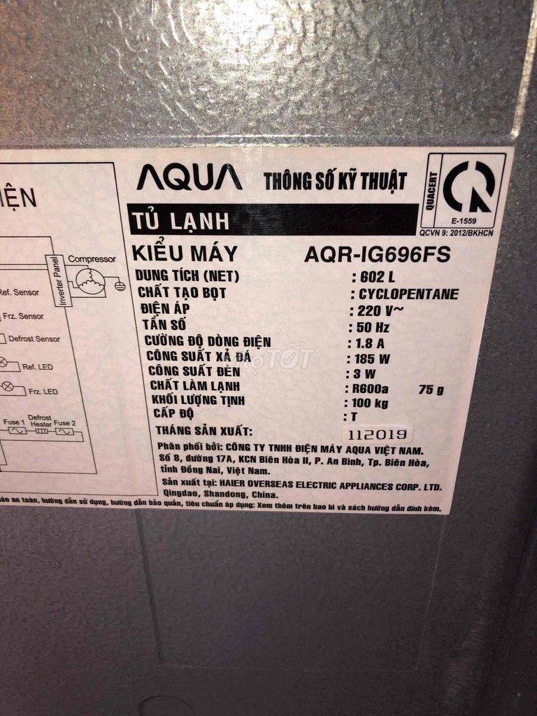 Tủ lạnh Aqua Inverter 602 lít sbs AQR-IG696FS tiết kiệm điện - FREESHIP - Hình ảnh 8
