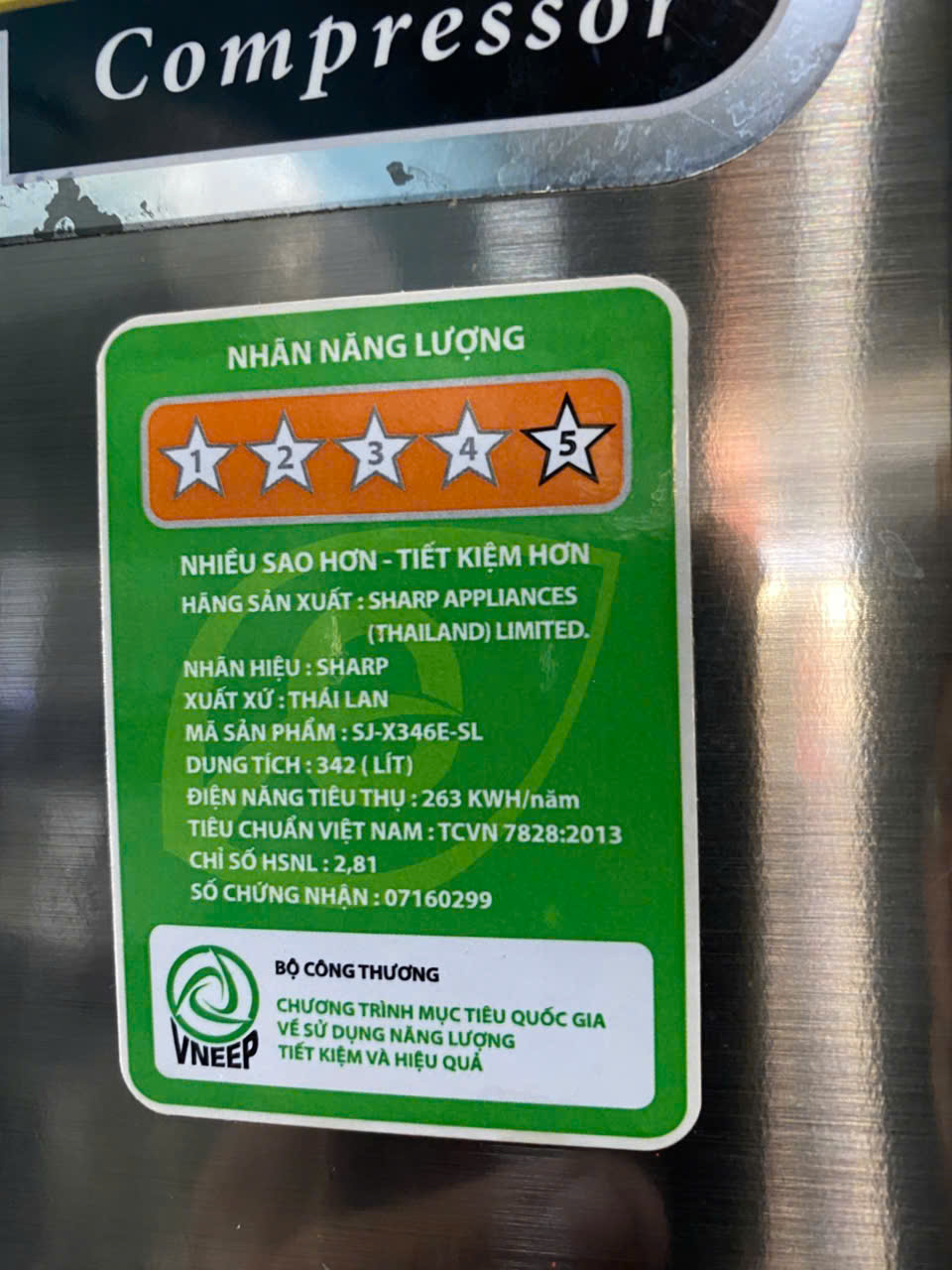 Tủ lạnh sharp 342L inverter zin đẹp tiết kiệm điện FreeShip - Hình ảnh 6