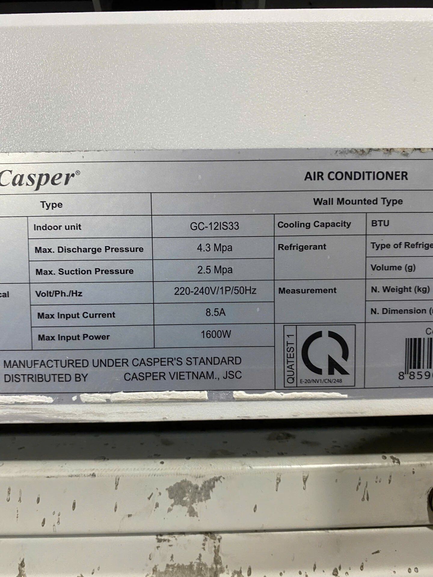 Máy lạnh Casper 1.5HP Inverter GC-12IS33 Tiết kiệm điện - Hình ảnh 6