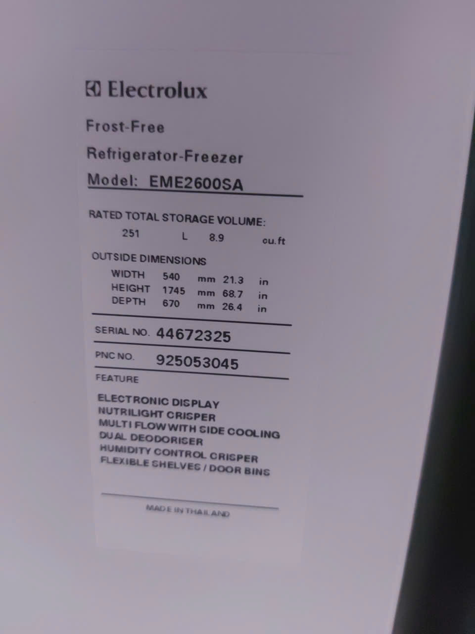Tủ lạnh Electrolux 251 lít ThaiLan bền bỉ FreeShip - Hình ảnh 7