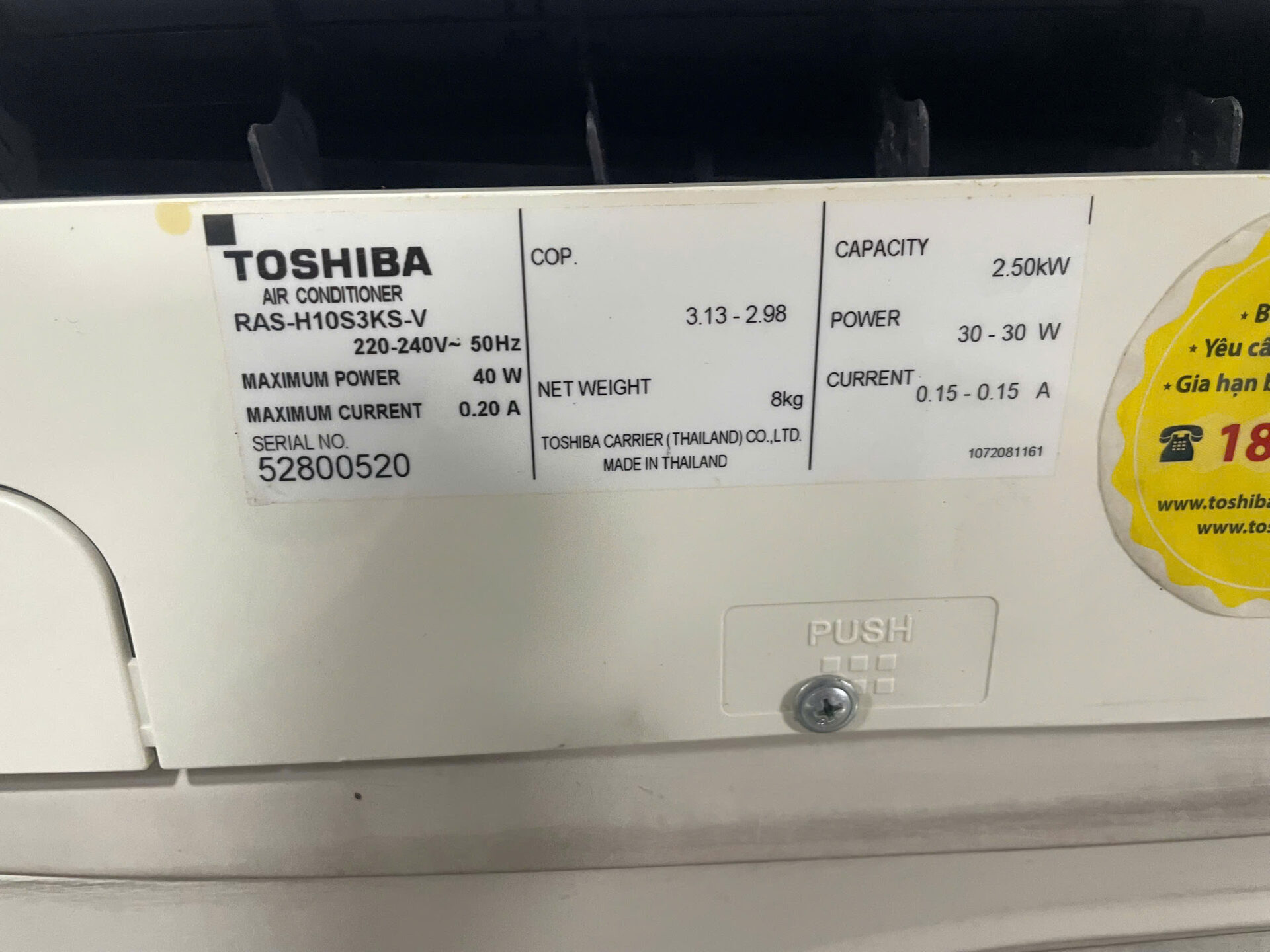 Máy lạnh Toshiba 1HP - Bao công lắp đặt - Hình ảnh 7